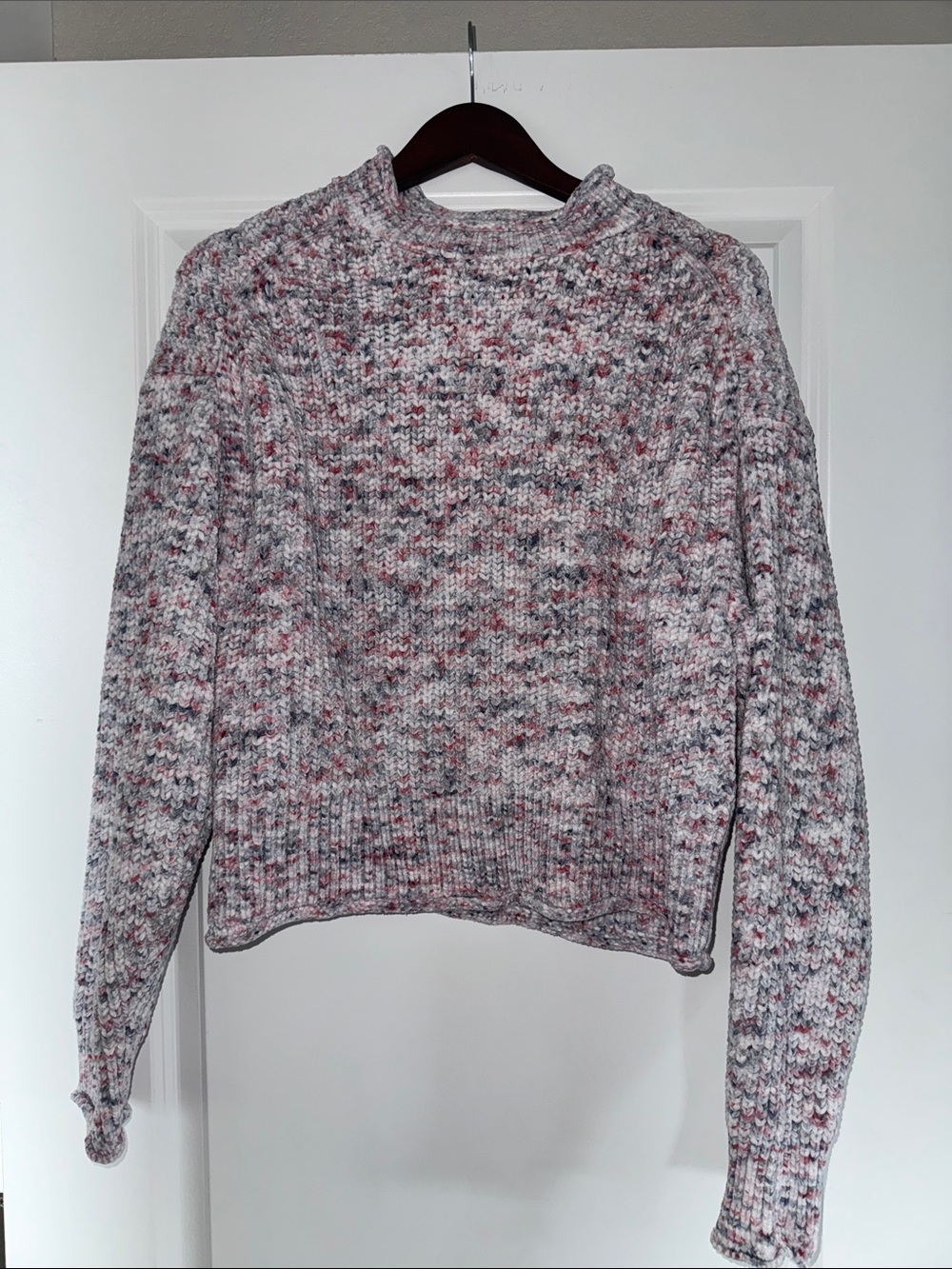 Lulu's Pink & Gray Marled Crewneck Sweater
